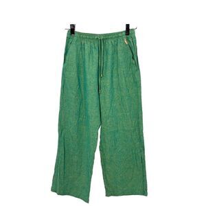 St. John Linen Pants Women’s S Wide Leg‎ Drawstring Comfort Coastal Old Money